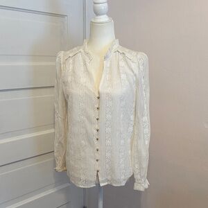 Berthie White Lace Button-Up Blouse
